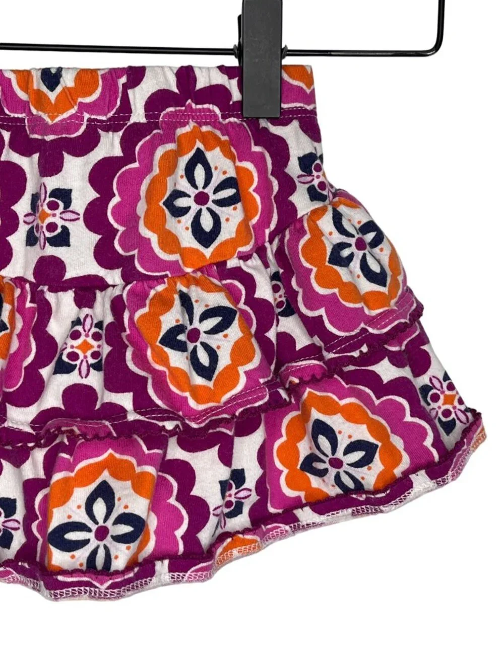 Gymboree Girls 12-18 Months Tiered Ruffle Skirt Purple Pink Boho Floral